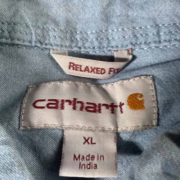 Men’s Carhartt blue, long sleeve shirt. Size XL. Chest approx 25 1/2 inches - Picture 2 of 12